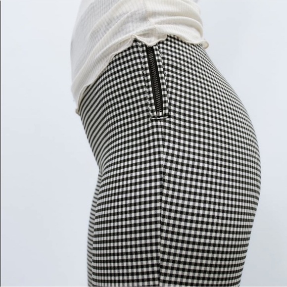Zara Black and White Check Gingham High Rise Pants size Medium - Picture 3 of 6